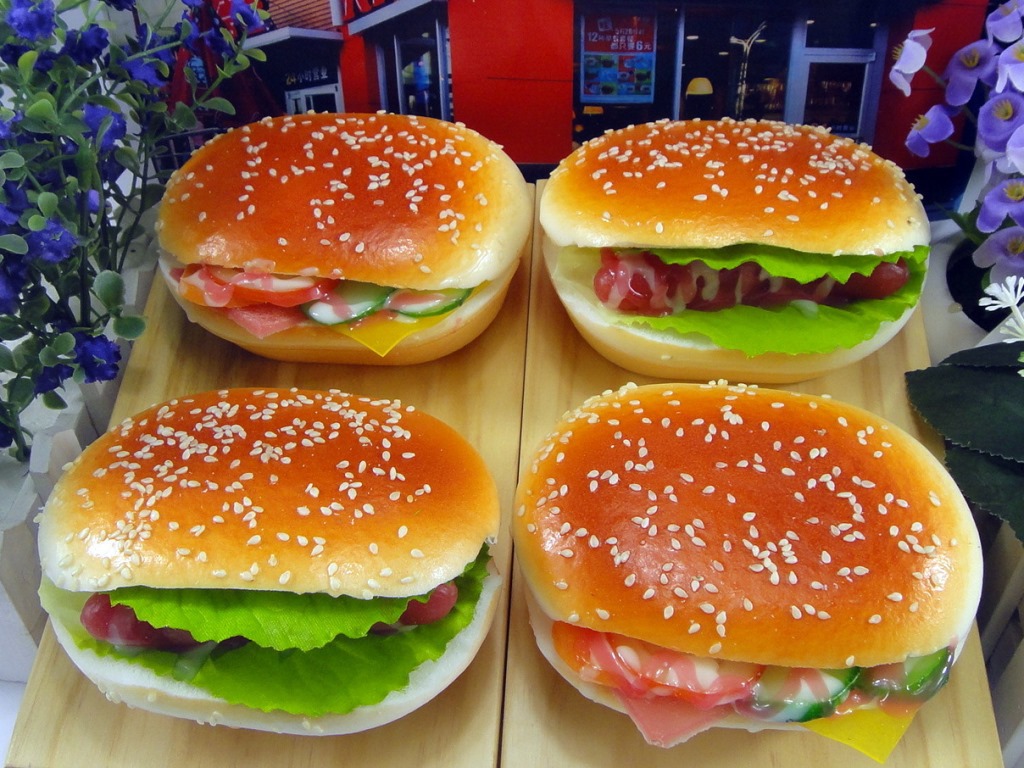 供应仿真食品模型开口汉堡包冰箱贴 肯德基麦当劳业首选创意促销赠品