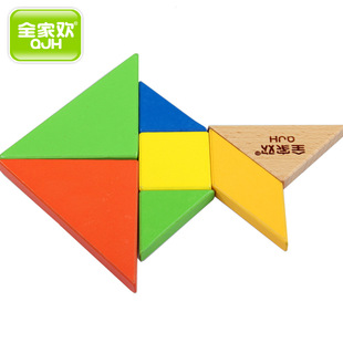 全家欢 木制七巧板t之谜 3岁以上儿童传统益智玩具 智力拼图