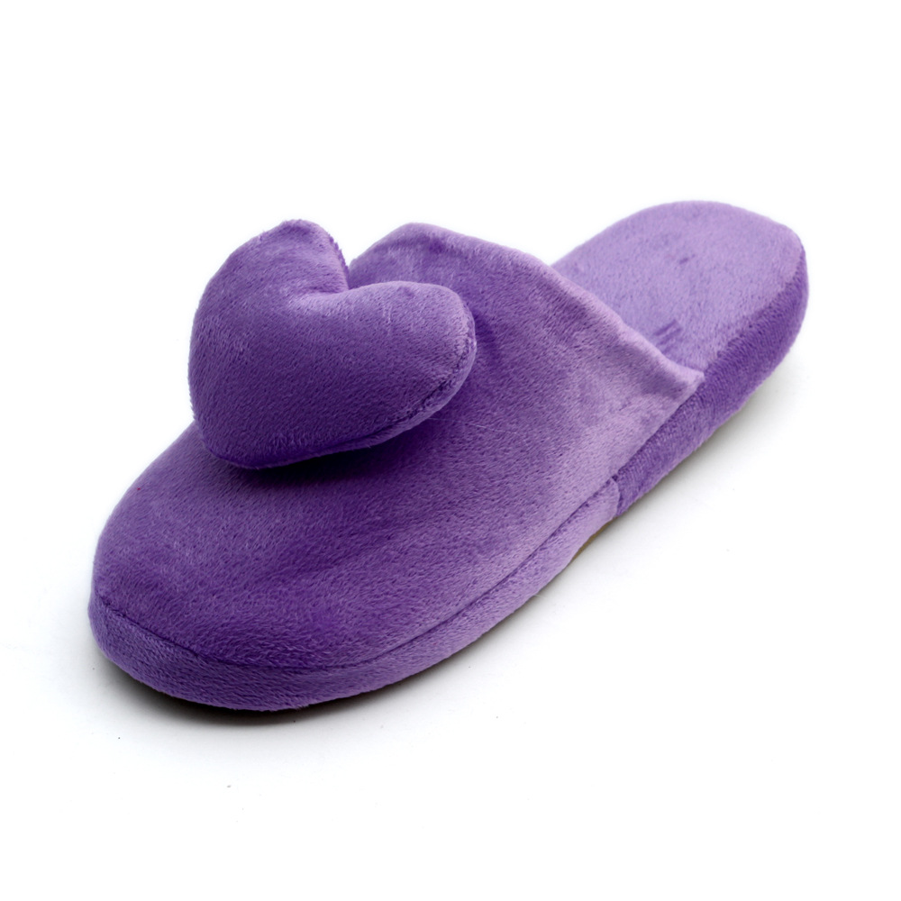 何也新款纯色桃心拖鞋 居家保暖可爱棉拖 情侣棉拖鞋批发dt-11