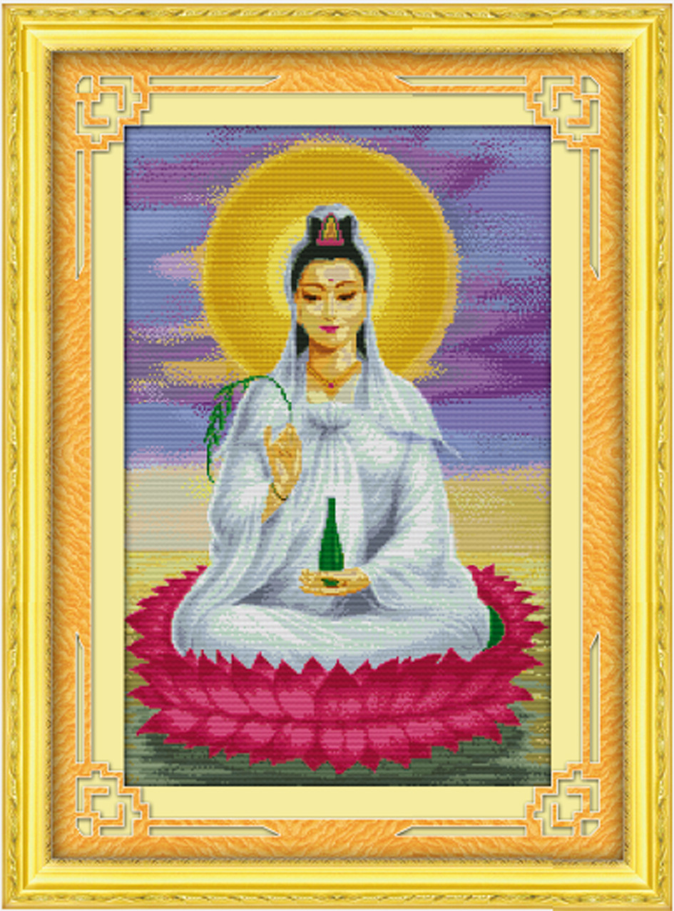 5d钻石画批发厂家 钻石画底布 观音坐莲满钻 5d钻石画圆钻批发