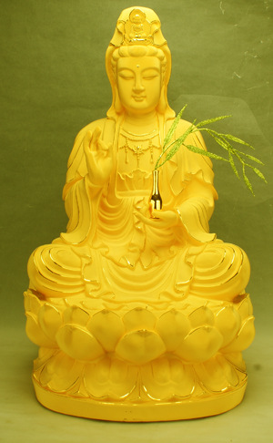 厂家直销宝瓶观音摆件 绒沙金工艺品 千足铸金佛相佛教礼品批.