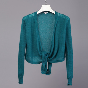 春秋新款源自意大利的奢侈品牌女长前襟针织羊绒开衫不规则下摆