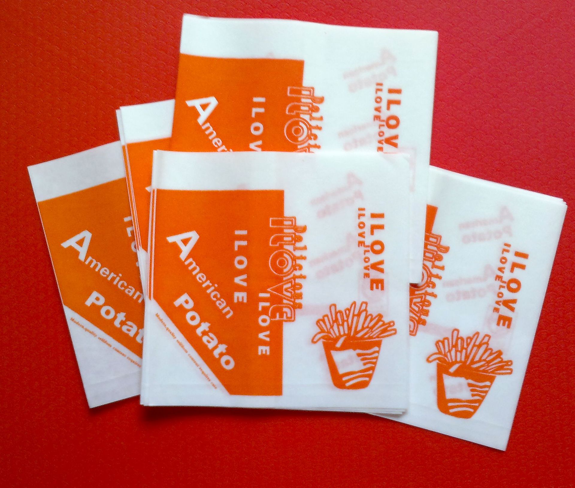 一次性防油纸袋90个 小薯袋 薯条纸袋 薯条袋批发 定做