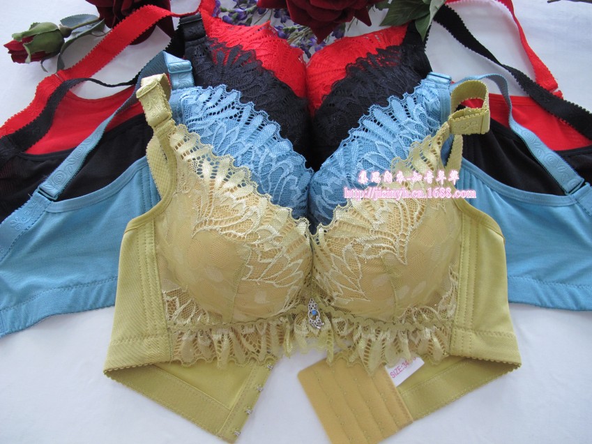 汕头内衣 集思供应矩形蕾丝边上薄下厚超聚拢调整型女士文胸8881