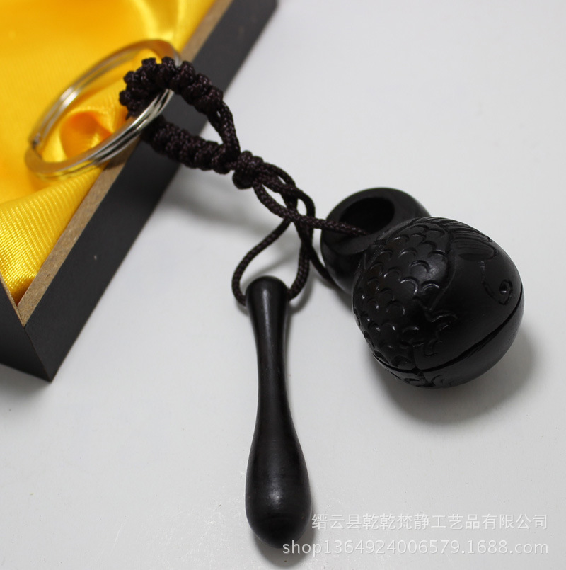 宝石铭 饰品 乌木木鱼钥匙扣 小号木鱼法器法物辟邪饰品挂件