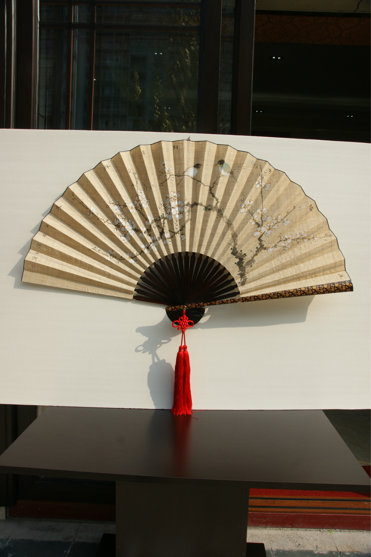 夏布工艺折扇80公分创意礼品名家画作外事礼品挂扇包邮