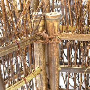 批发手工编织三折紫竹质篱笆大号