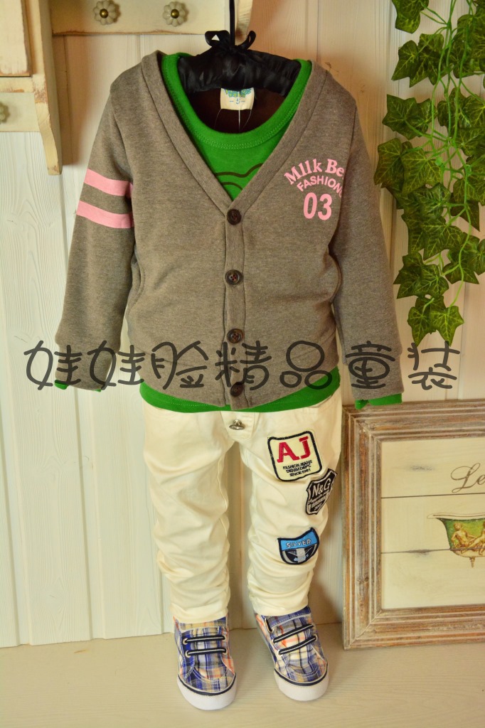 【娃娃脸】秋款新品韩版童装批发休闲时尚童开衫百搭童针织外套