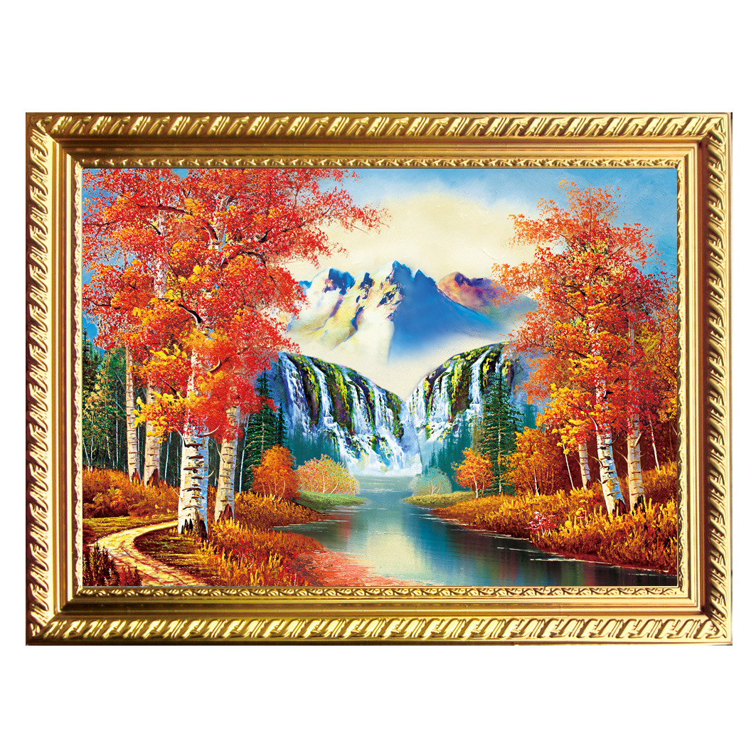 厂家直销3d立体画 3d带框画 秋色风景画 3d立体画 3d画
