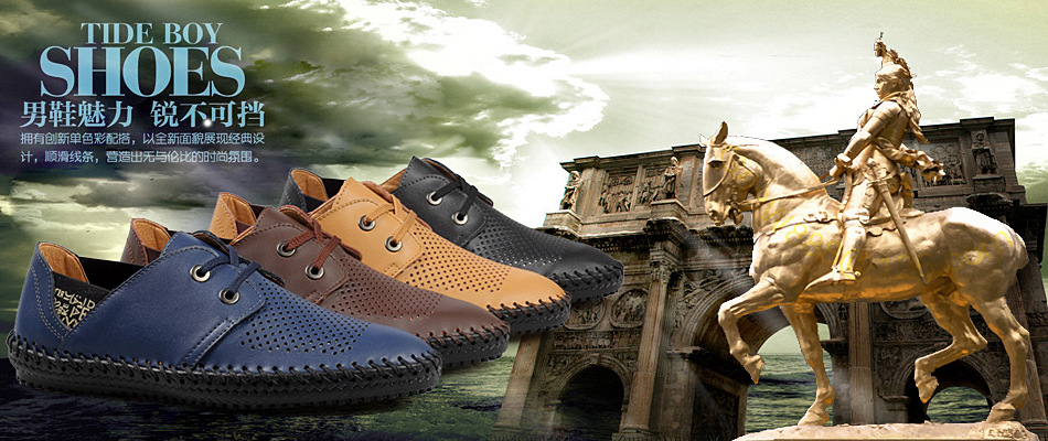 创渃正品新款男鞋真皮休闲鞋男士透气牛皮洞洞鞋包头镂空皮鞋批发