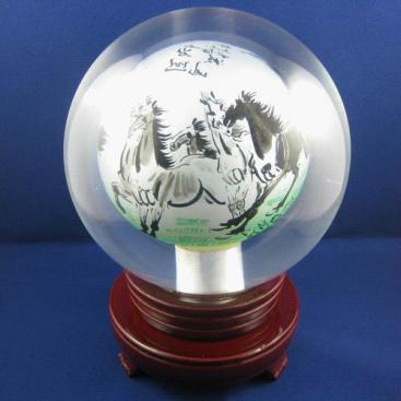 水晶球内画 水晶光球 水晶球内雕 商务水晶摆件定做-「水晶工艺品」