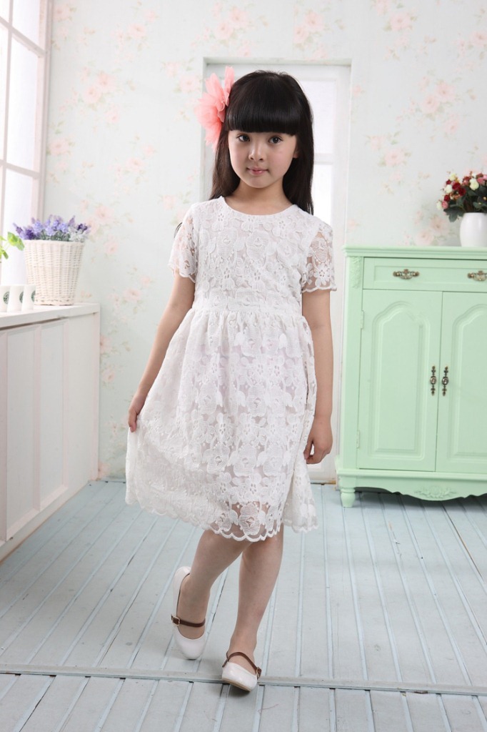女童夏装2013新款童装 韩版蕾丝泡泡袖连衣裙 儿童公主纱裙子