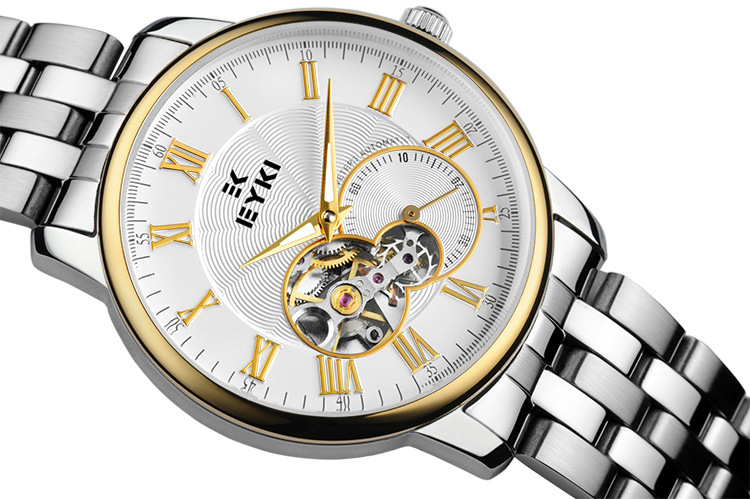 2013新款艾奇8671 简约男士商务手表 不锈钢带机械手表 专柜批发