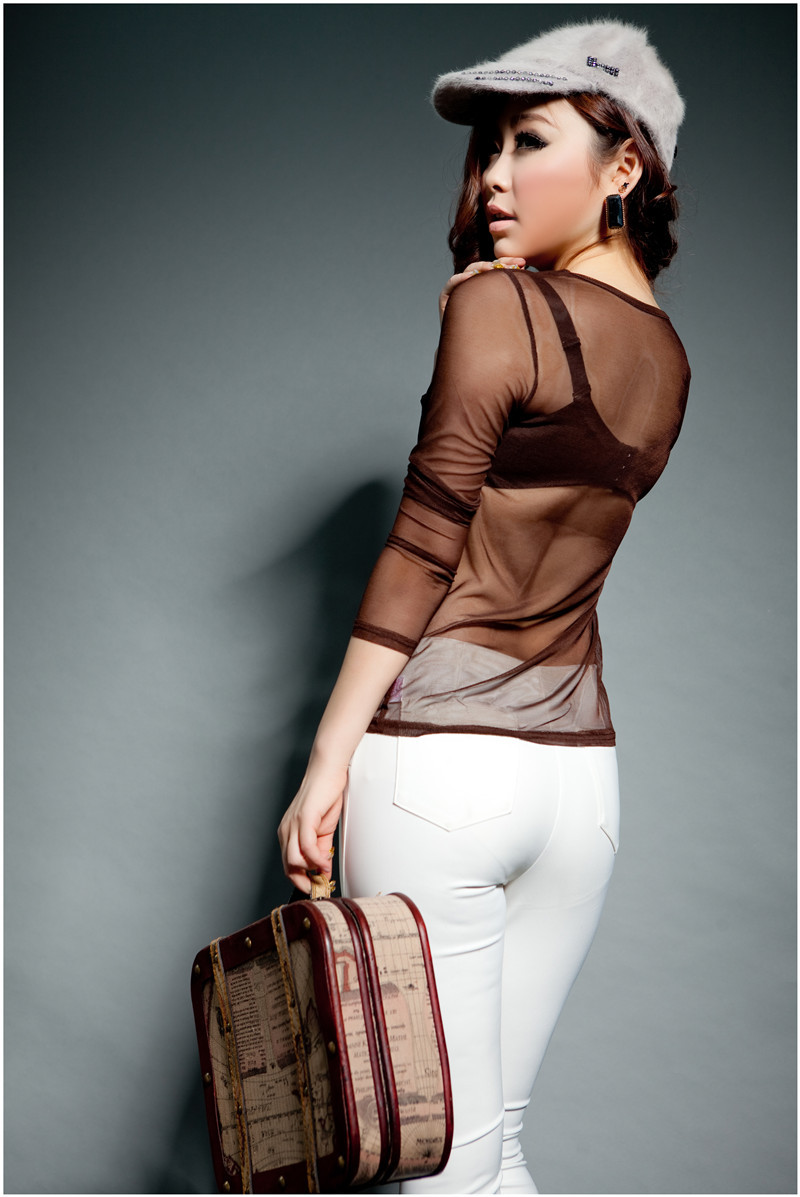 新款蕾丝网衫打底衫长袖短袖透明修身夜店装黑色丝性感一件代发