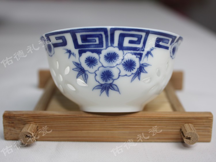 景德镇精品水晶玲珑茶具 青花瓷 玻璃釉创意茶具 办公杯