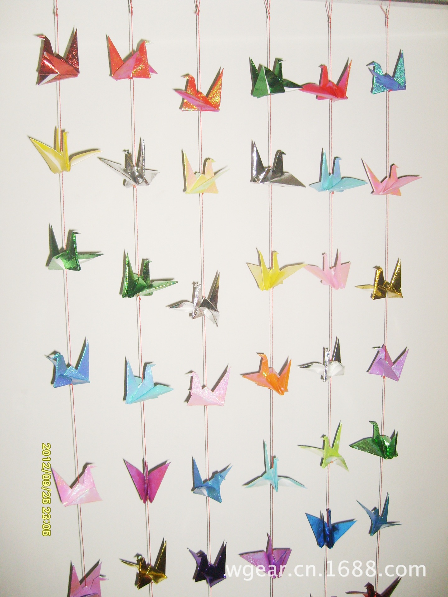 场所挂件多色珠光纸鹤串 千纸鹤成品串 1.2米10cm10只