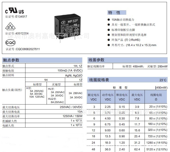 百分百原装宏发继电器jzc-32f-005-hs dc5v,一常开四脚5a!图片_2