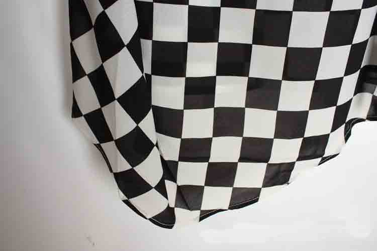 tm4306 下摆不规则黑白格子短袖t