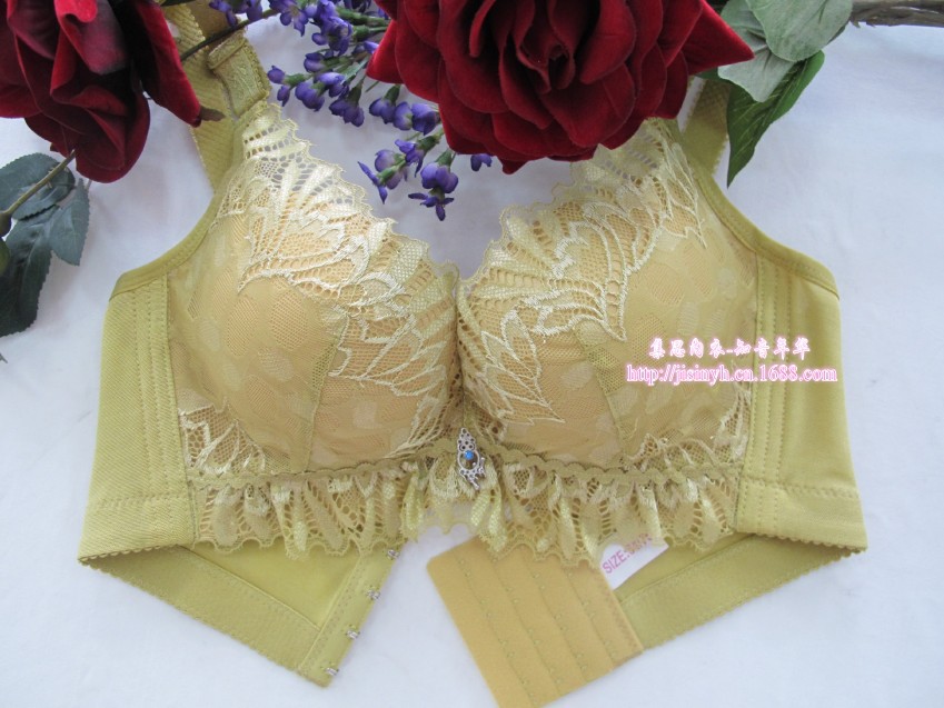 汕头内衣 集思供应矩形蕾丝边上薄下厚超聚拢调整型女士文胸8881