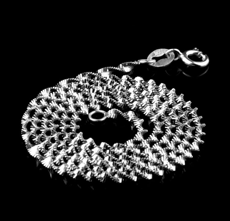 时尚配链 2mm粗 百搭双水波链 925纯银项链