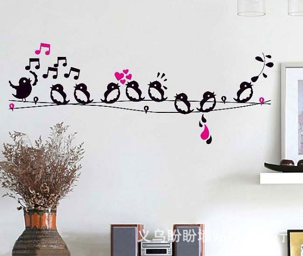 新款三代环保墙贴 卡通可爱音符立体墙贴 小鸟唱歌dm57-0图片_26