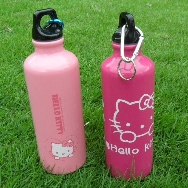 休闲户外登山卡通运动水壶 hello kitty带扣环500ml铝壶现货批发