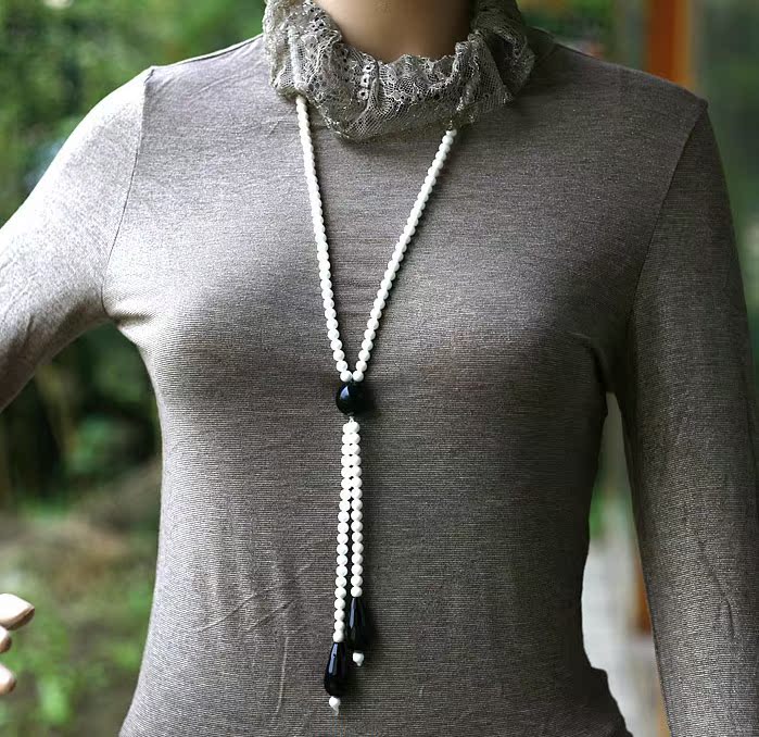 天然水晶毛衣链白砗磲长款项链韩国女款时尚12新款