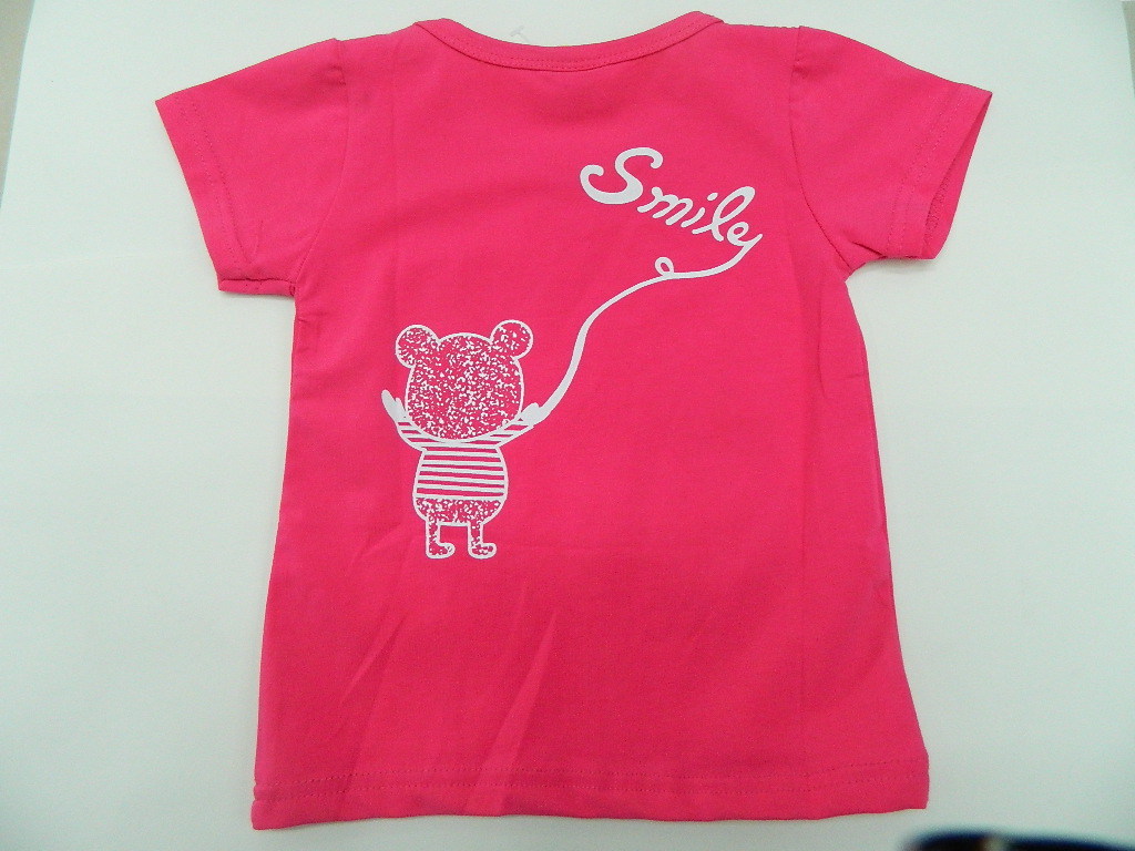 2013夏季新款韩版童装 纯色小熊图案女童装 全棉圆领短袖t恤