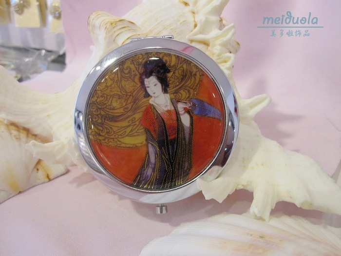 小额批发 古典镜子 便携折叠 化妆镜批发 古代美女图 018
