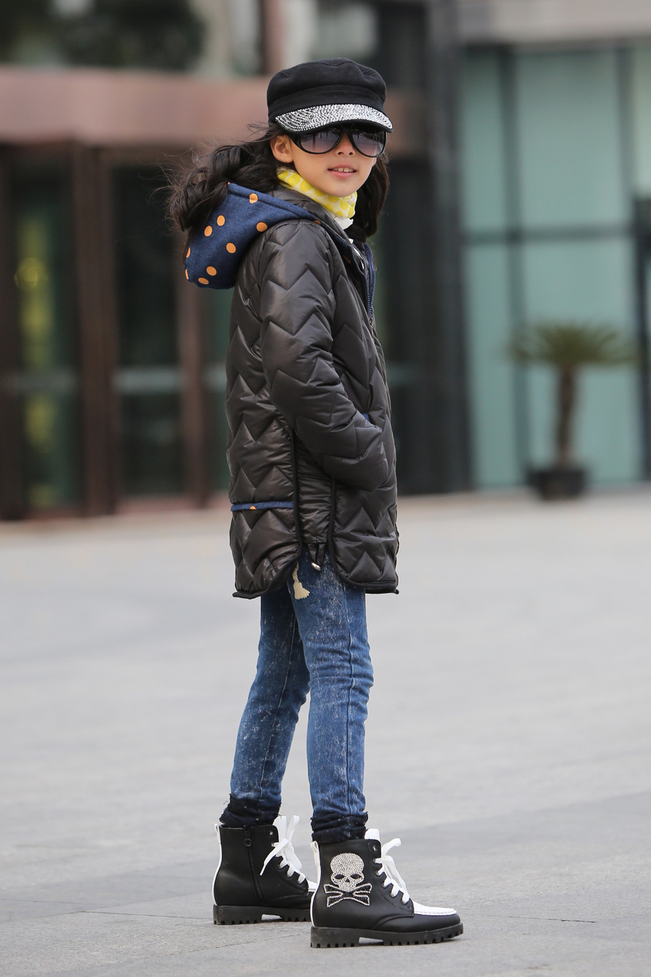 冬装加厚儿童棉袄2013新款女童棉衣中长款保暖童装外套带波点帽