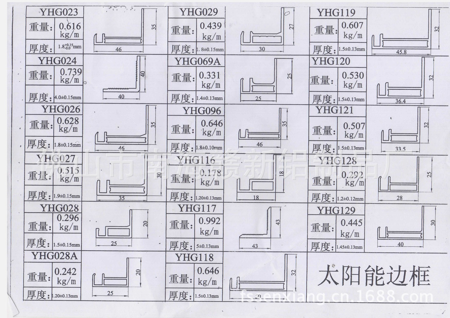 太阳能边框铝型材型号图片