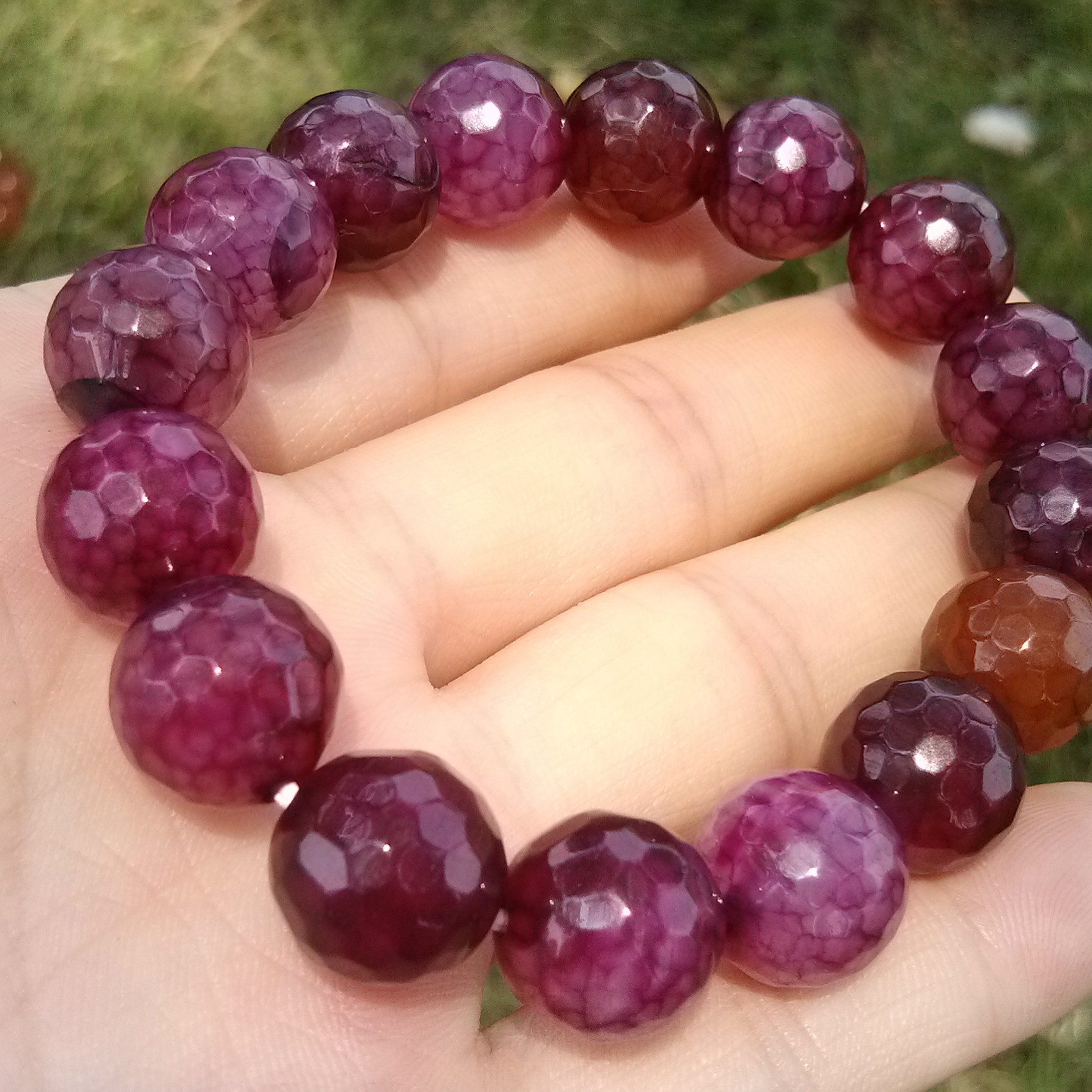 天然玉石彩色龙纹玛瑙 水晶手链 正品保证 男女情侣礼品款