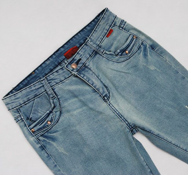 怀旧牛仔裤女小脚裤 翻边磨破牛仔女小脚裤 3681牛仔裤女小脚裤图片