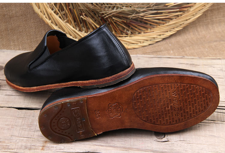 老北京男鞋 元宝口皮底皮面 老头鞋老人鞋 手工里外全皮 一件代发