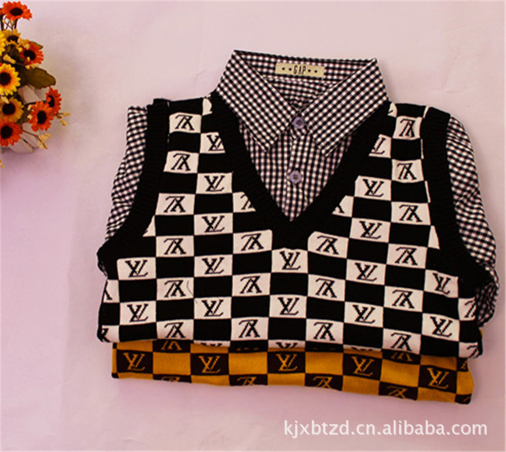 【gap童装】lv字母款衬衫领儿童毛衣 童毛衣批发