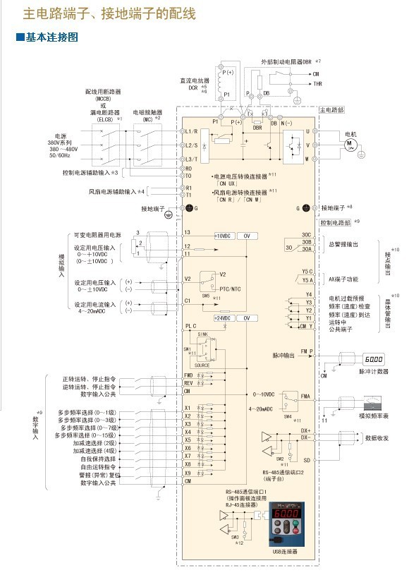 变频器接线端子说明图图片