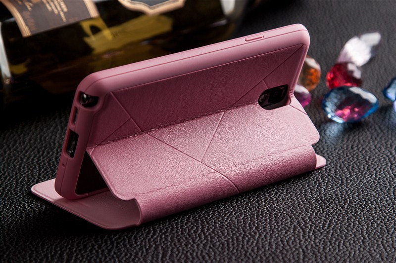 三星note3手机套 n9006手机壳 note3保护套 线条纹 智能开窗超薄