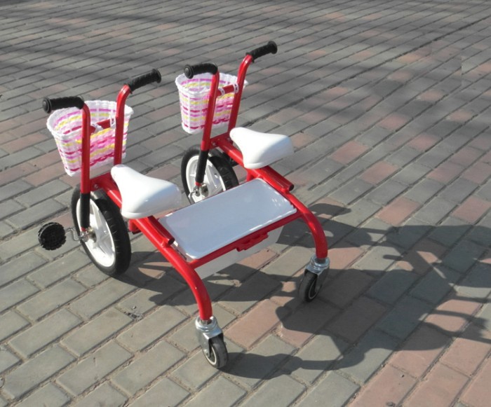 原创专利 多功能双胞胎手推车 双人脚踏车 自行车 童车 2-12岁