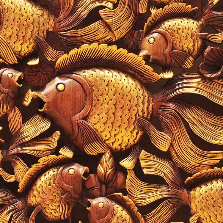 泰国进口木制动物 金鱼动物图案柚木浮雕挂板雕版 2845-102026图片_27
