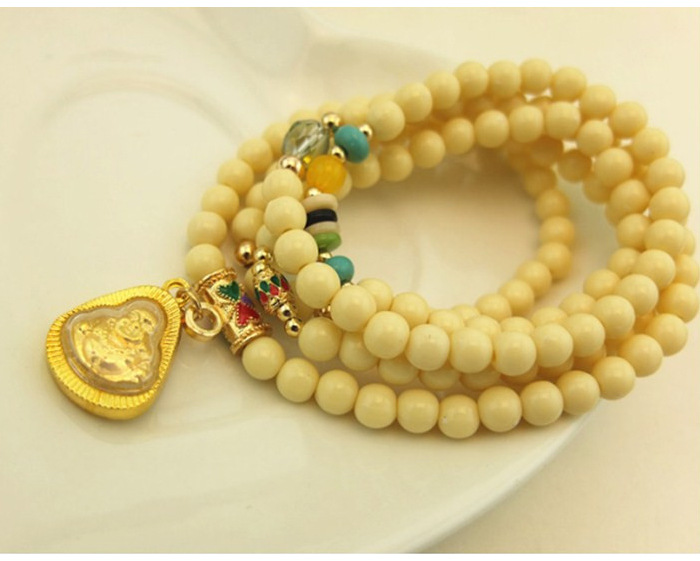 a900315 5圈 泰国佛牌手链 女多层串珠 原石 吉祥物 佛牌手链