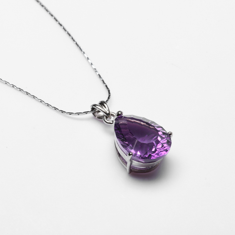 紫水晶水滴状吊坠 爱的守护石 优雅神秘,高贵典雅