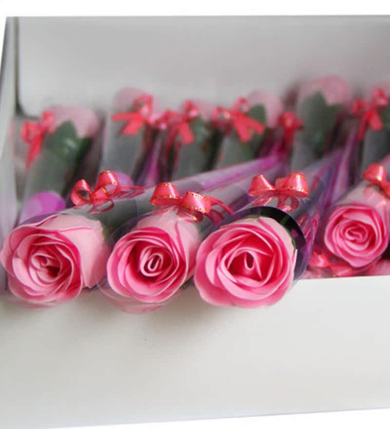 情人节礼物 婚庆香皂花单支卷筒玫瑰 单束包装肥皂花礼品 母亲节