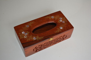 越南草花梨纸巾盒 木质纸巾盒 印花餐巾盒 实木镂空纸巾盒