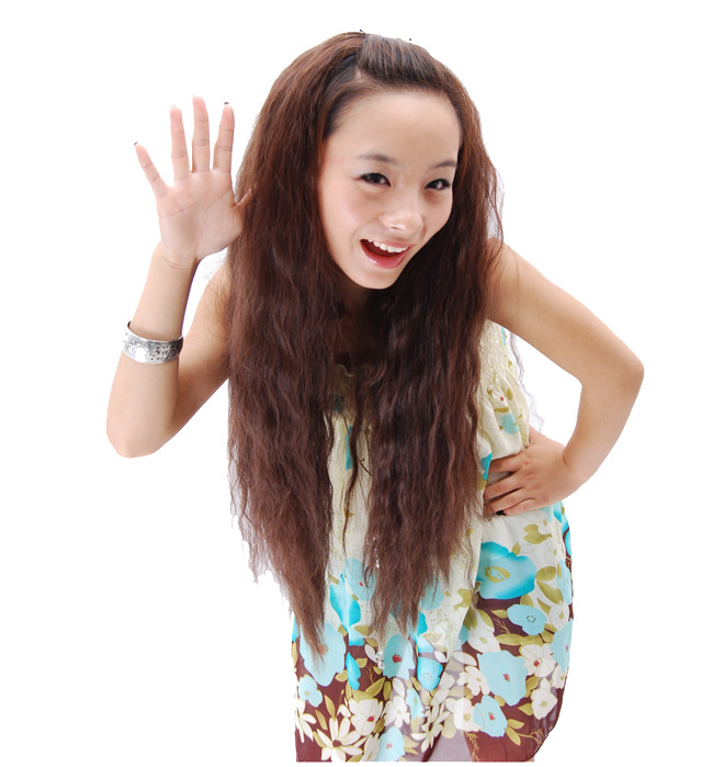 日韩爆款 明星同款假发 批发 长卷发假发 接头发 半头套现货玉米图片