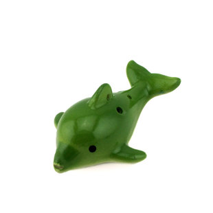 吹奏类乐器-厂家供应六孔欣欣陶笛批发 绿色海豚陶瓷吹奏乐器贴身音乐