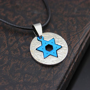 zd084厂家直销时尚中性复古暗色系动漫非主流六芒星吊坠项链