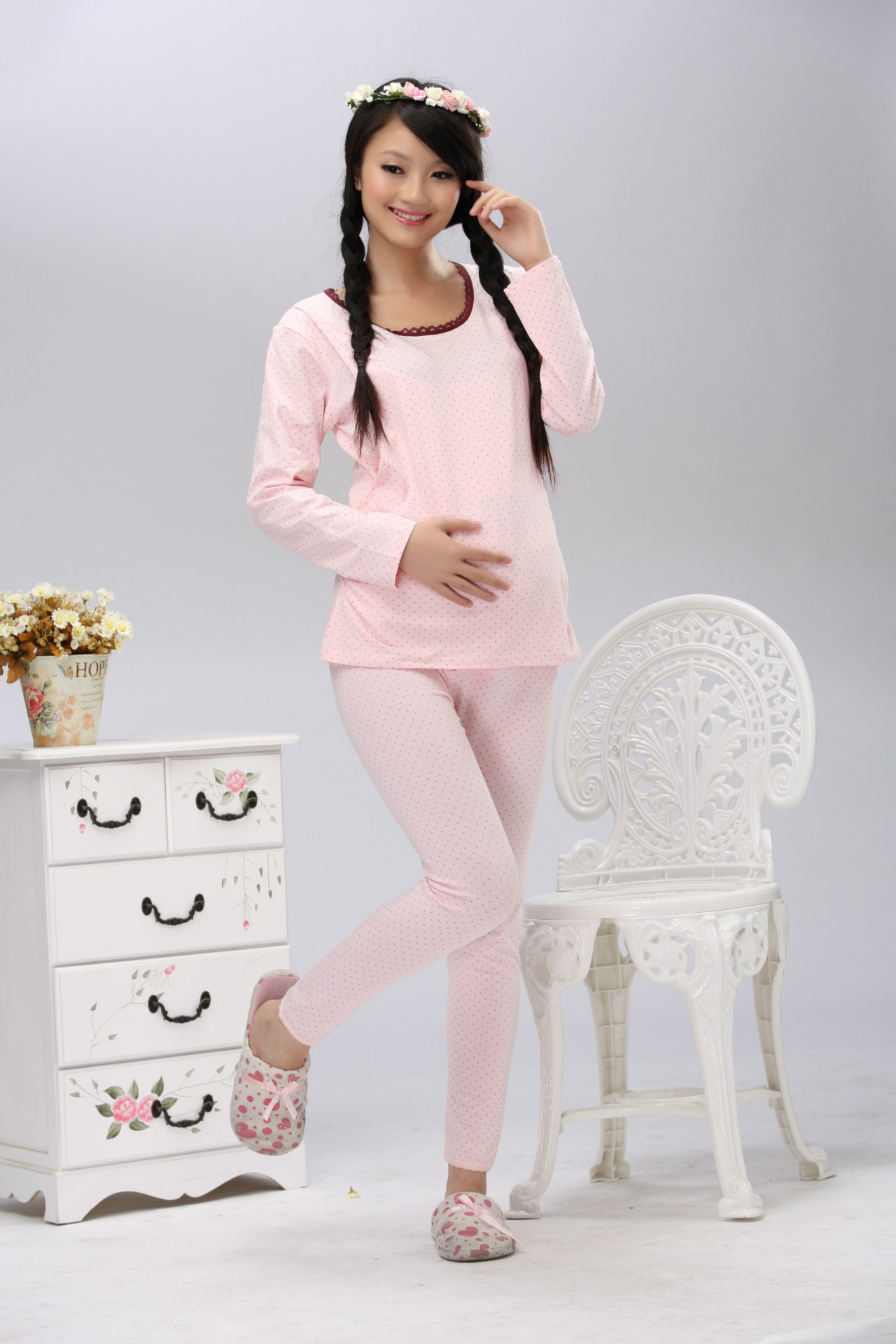 孕妇装批发 孕妇内衣 哺乳衣 莱卡棉印花美体哺乳套装36102图片_7