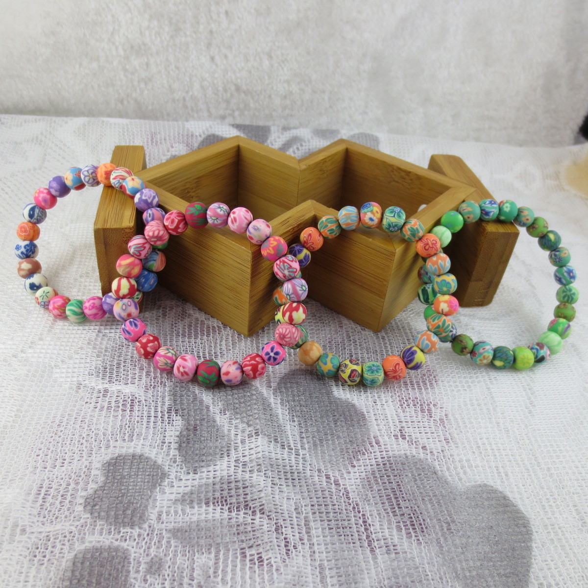 冬天不会冷肤之软陶手链 景德镇陶瓷手链 炫彩时尚可爱手串10mm