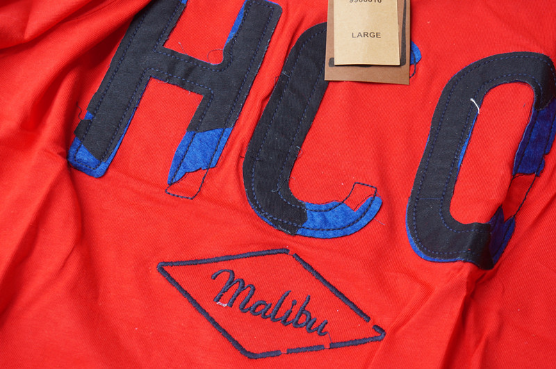 美国hollister 男士红色经典大logo贴布圆领短袖