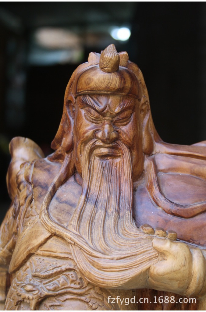 【佛缘】木雕批发根雕香樟木关公 武财神 关二爷招财收藏摆件4150